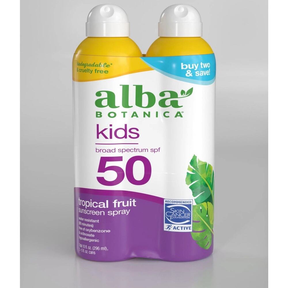 Alba Botanica SPF 50 Kids Sunscreen Spray 5oz Pack of 2 Water Resistant Cruel...